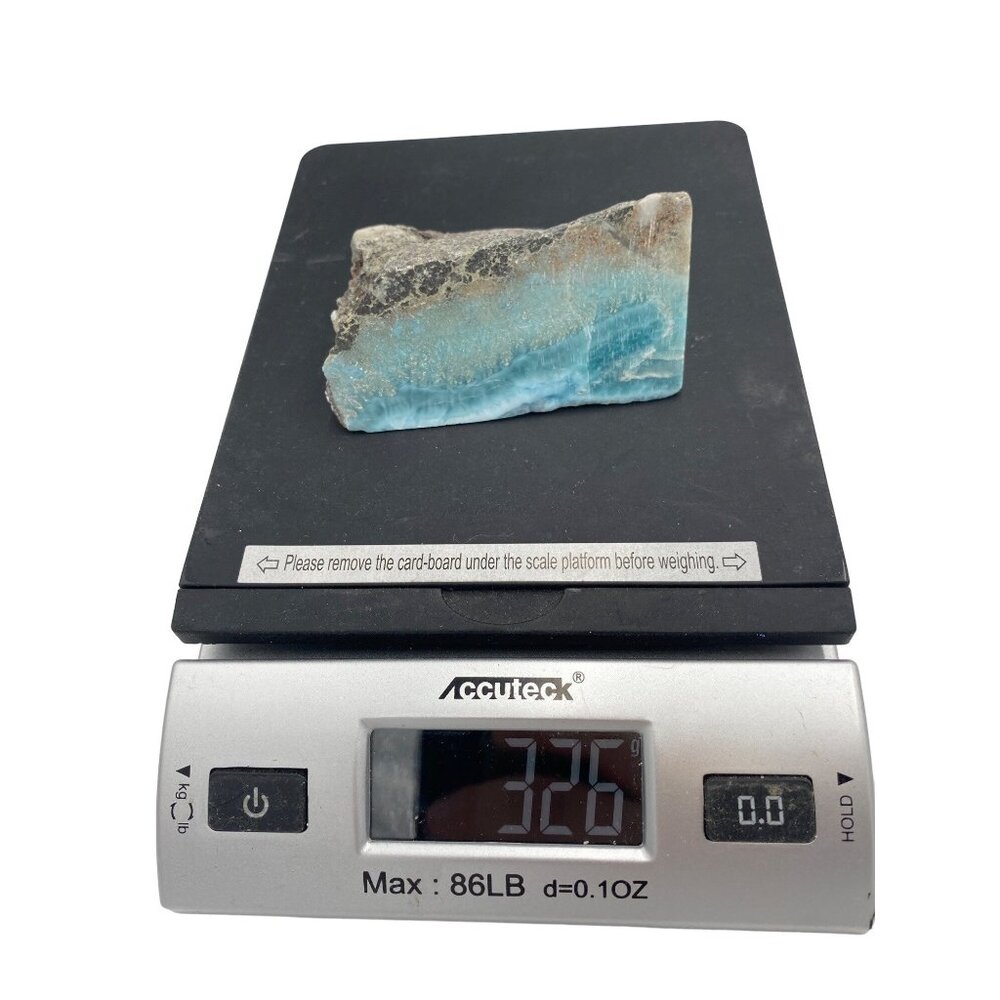 326g 11.5oz Larimar pectolite Dominican Natural Wedge Rare Slab Rock Mineral Gem - Picture 12 of 16